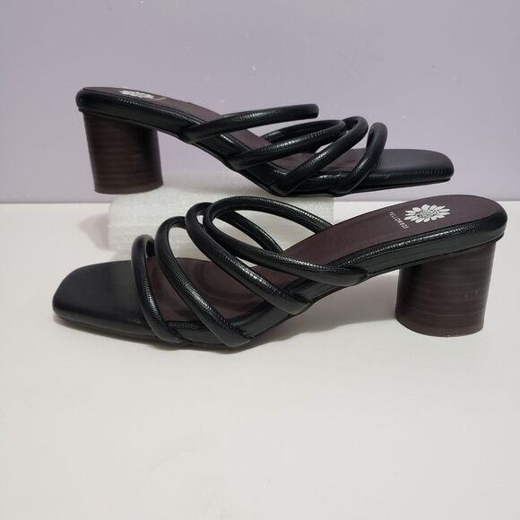 Yellow Box Women's Black Slip On Heels Shoe Sz 10 - Picture 2 of 10